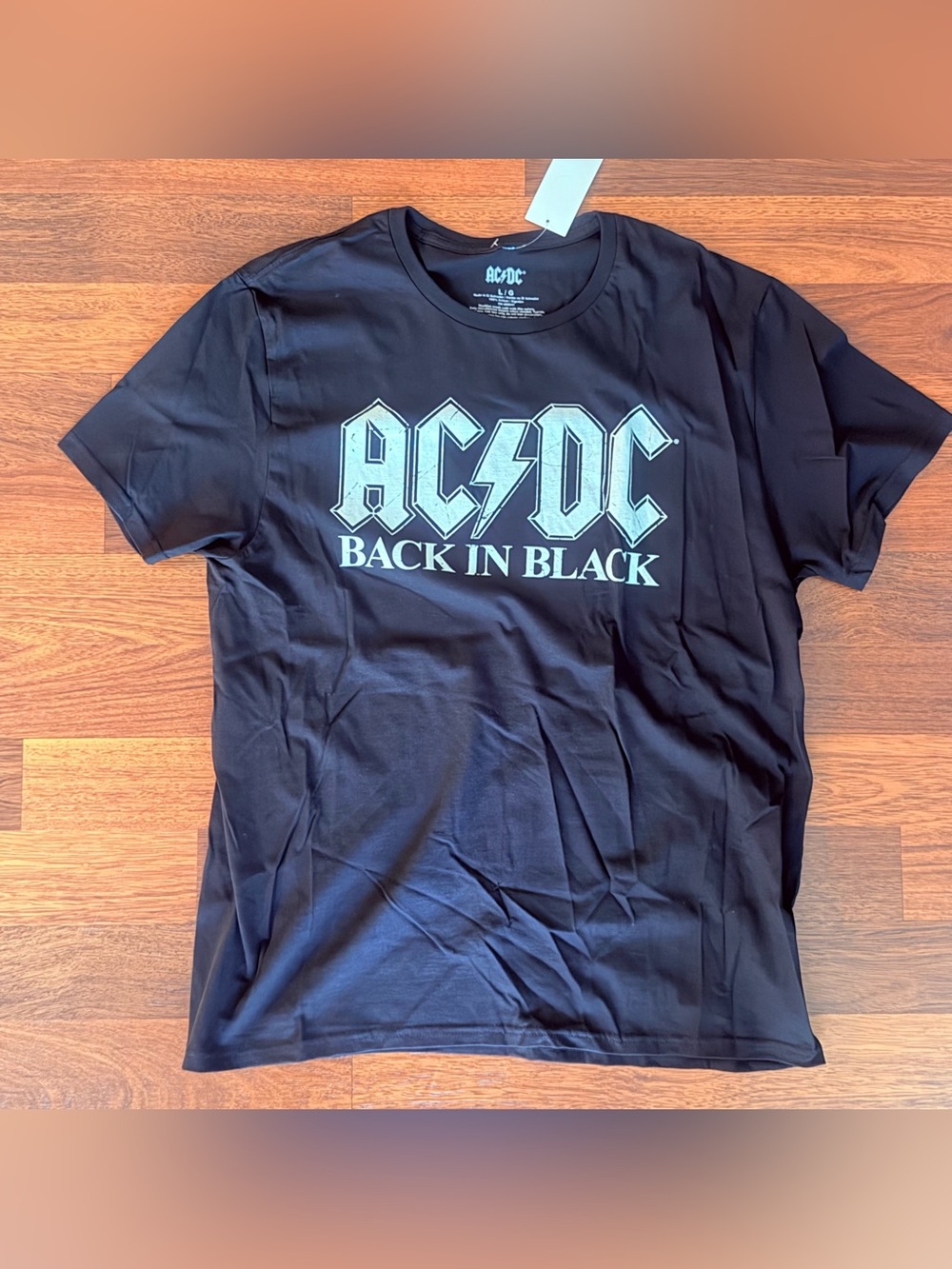 AC/DC Men's Black Graphic 'Back In Black' Tee with White Logo - Large
